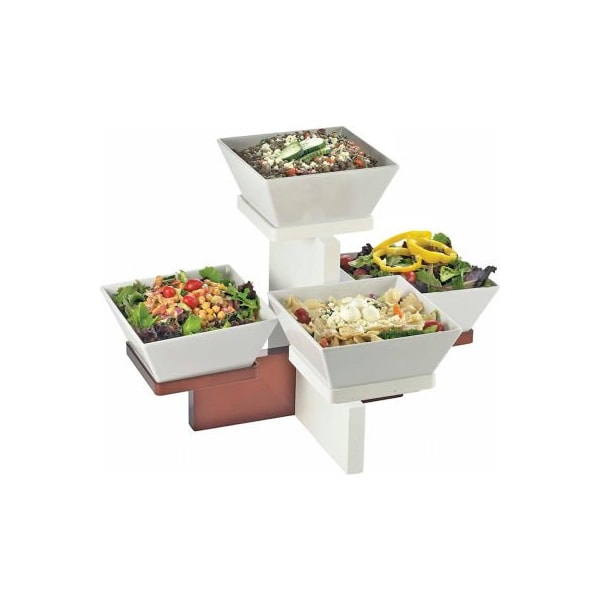 Cal-Mil Cal-Mil Luxe Multi Level 4 Bowl Display White and Stainless Steel 20"W x 16"D x 13-1/2"H 3024-55 - main